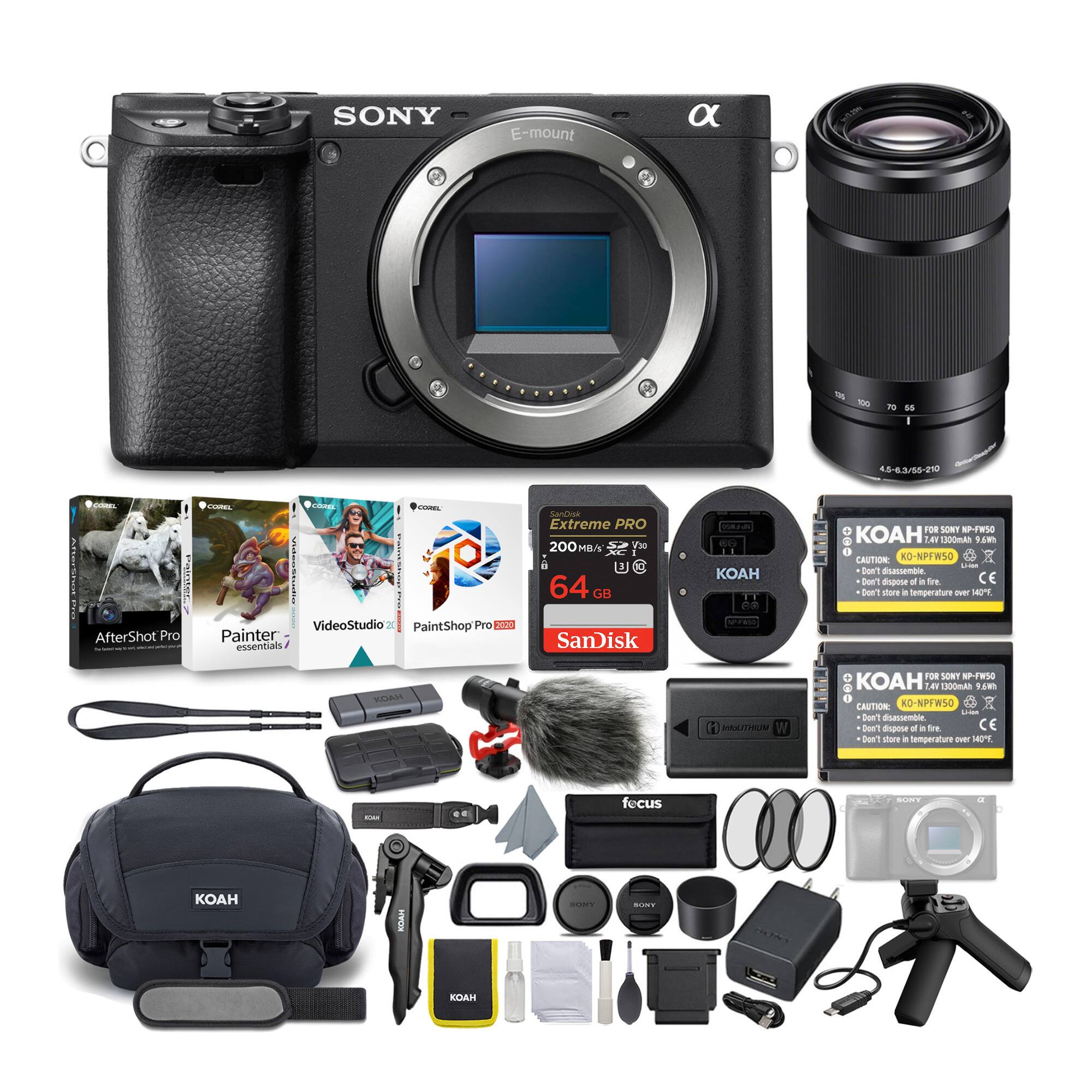 Sony - Alpha a6400 Mirrorless Digital Camera Body Kit with Shooting Grip and Mic - Black