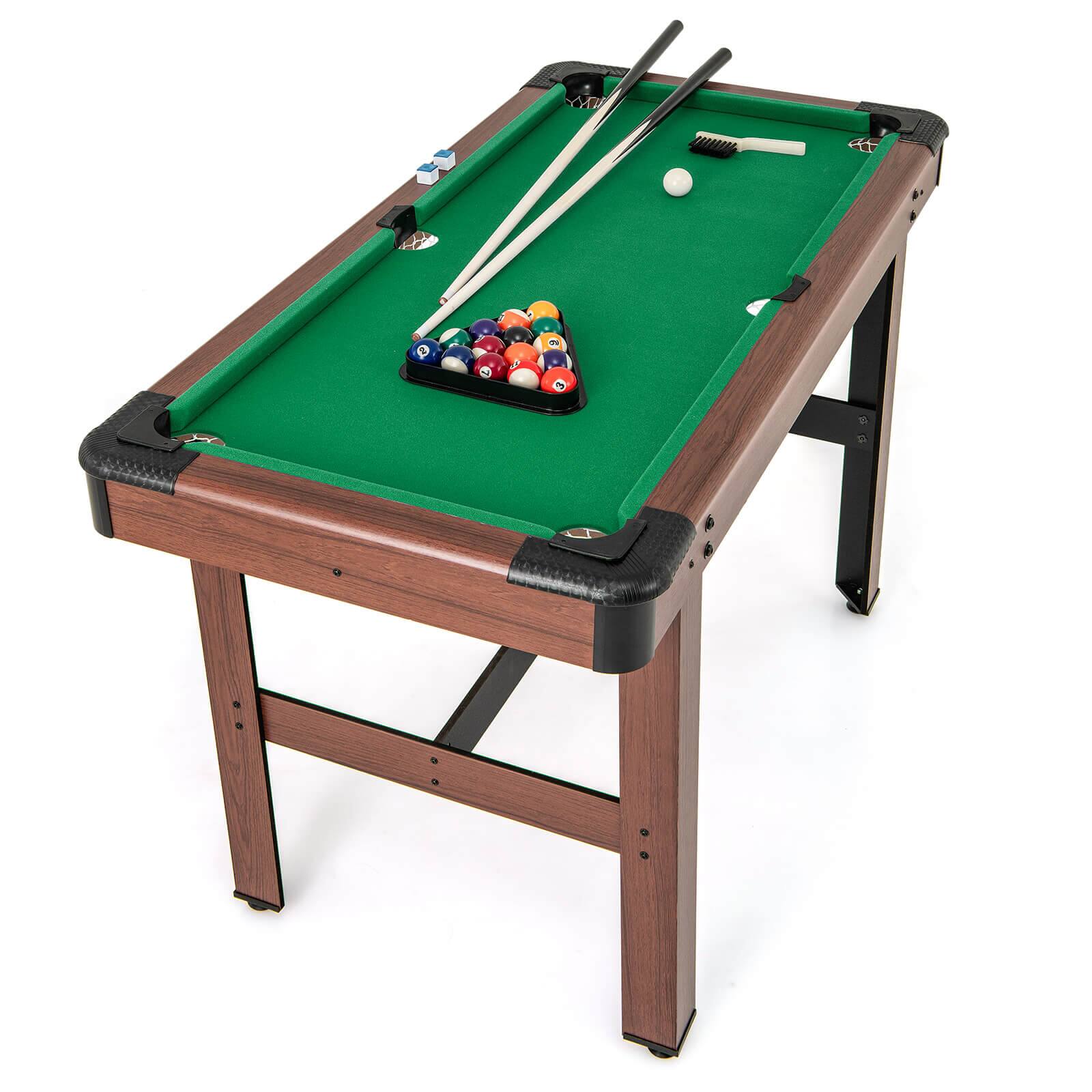 Alt View 16. Costway - 48" Pool Table for Kids & Adults with Full Set of Balls 2 Cue Sticks 2 Chalks Green - Brown+Green.