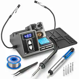 X-Tronic - 3050-PRO-X 75 W Digital Soldering Iron Station & Accessories | 1-30 Min Sleep, °C/°F Conversion - Silver