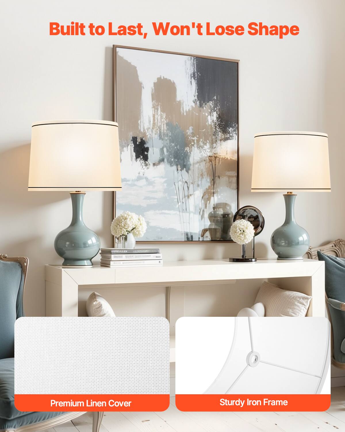 Built to Last, Won't Lose Shape

Premium Linen Cover

Sturdy Iron Frame