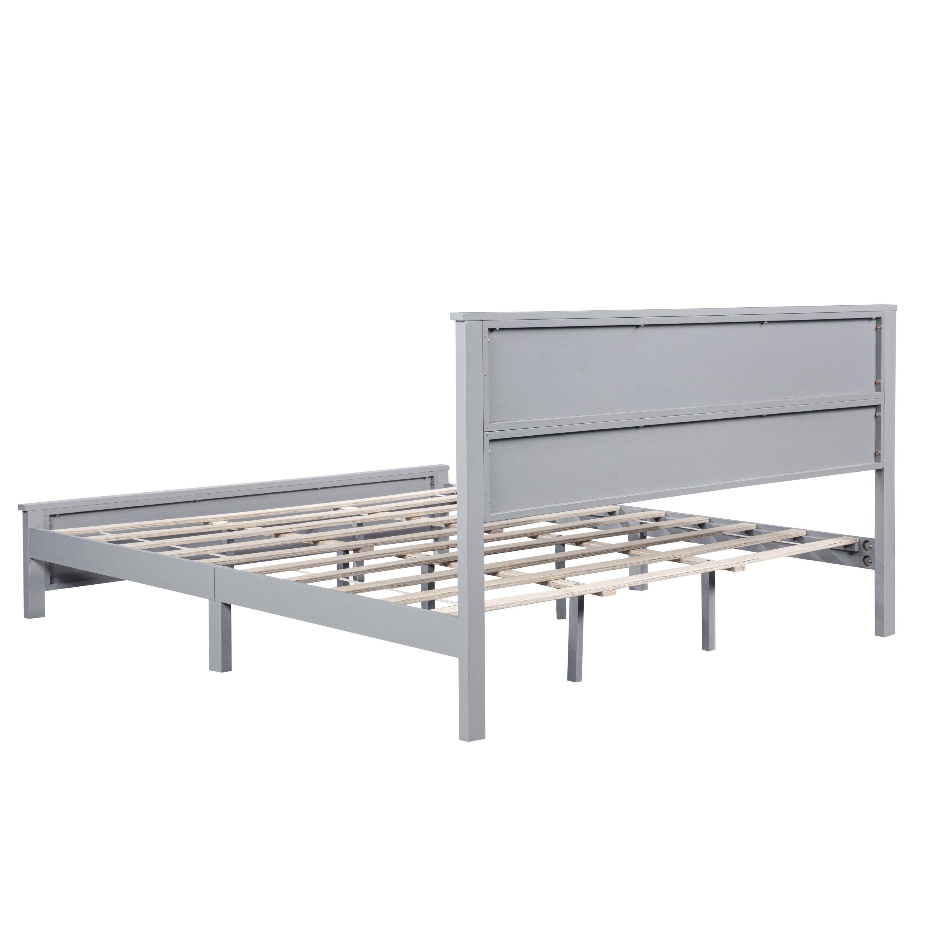Alt View 1. Whisen - Farmhouse Platform Bed with Barn Door Designed Headboard and Footboard - Gray.