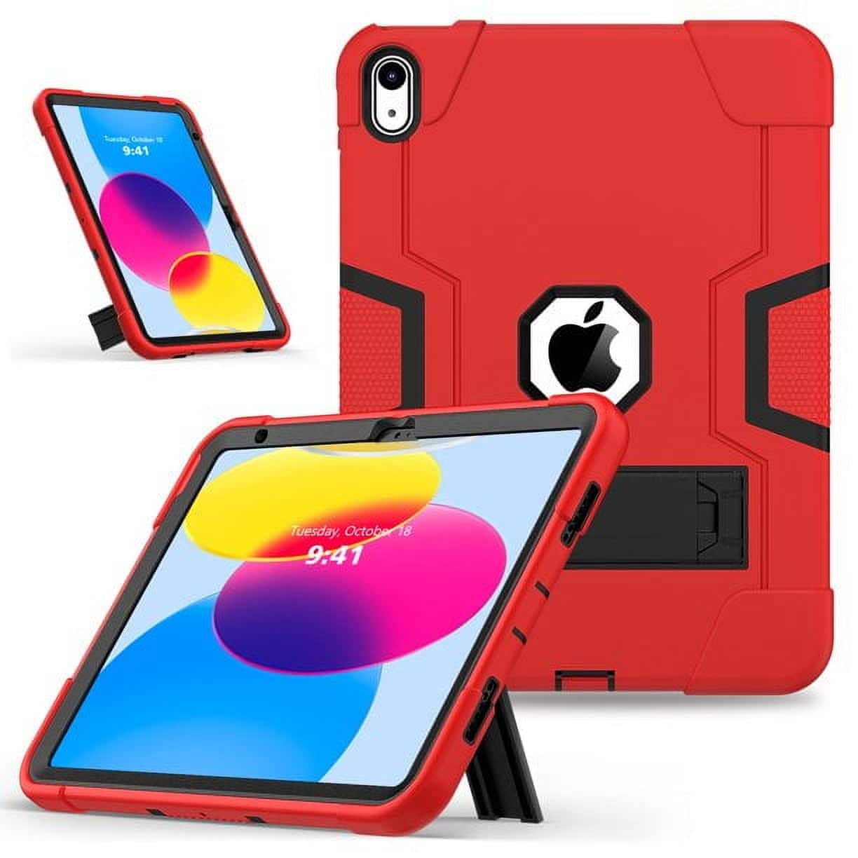Entronix - Heavy Duty Case for iPad 10th Generation (2022) - Ultimate Triple-Layer Protection - Red