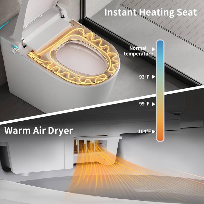 Instant Heating Seat  
Normal temperature  
93°F  
99°F  

Warm Air Dryer  
104°F