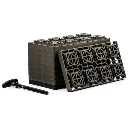 Front. Camco - Camco FasTen 4x2 Durable RV Camper Leveling Stabilizer Blocks for Dual Tires - Gray.