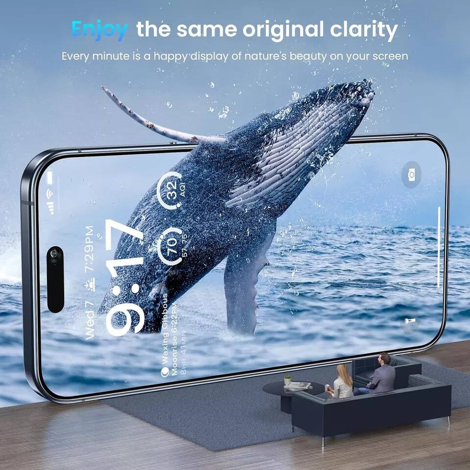 Enjoy the same original clarity  
Every minute is a happy display of nature's beauty on your screen  

32°C  
AQI 70  
7:29 PM  

Wed 9:17  
Gibbous Waxing Moonrise 8HR  

729P