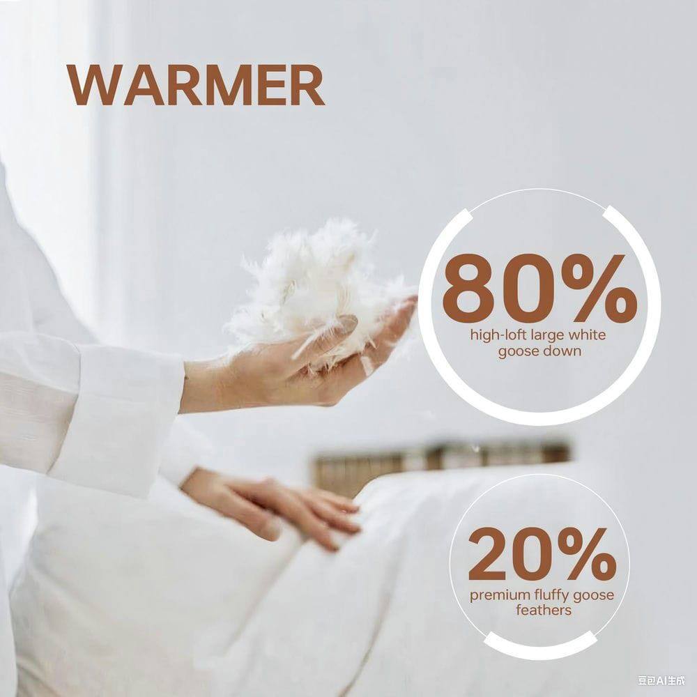 WARMER

80% high-loft large white goose down

20% premium fluffy goose feathers