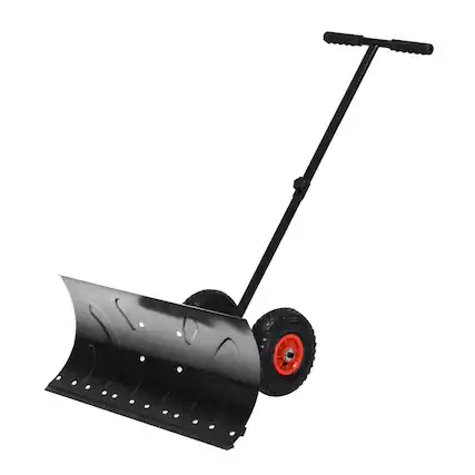Front. Outsunny - Shovel Rolling Pusher with 29" Blade - Black.