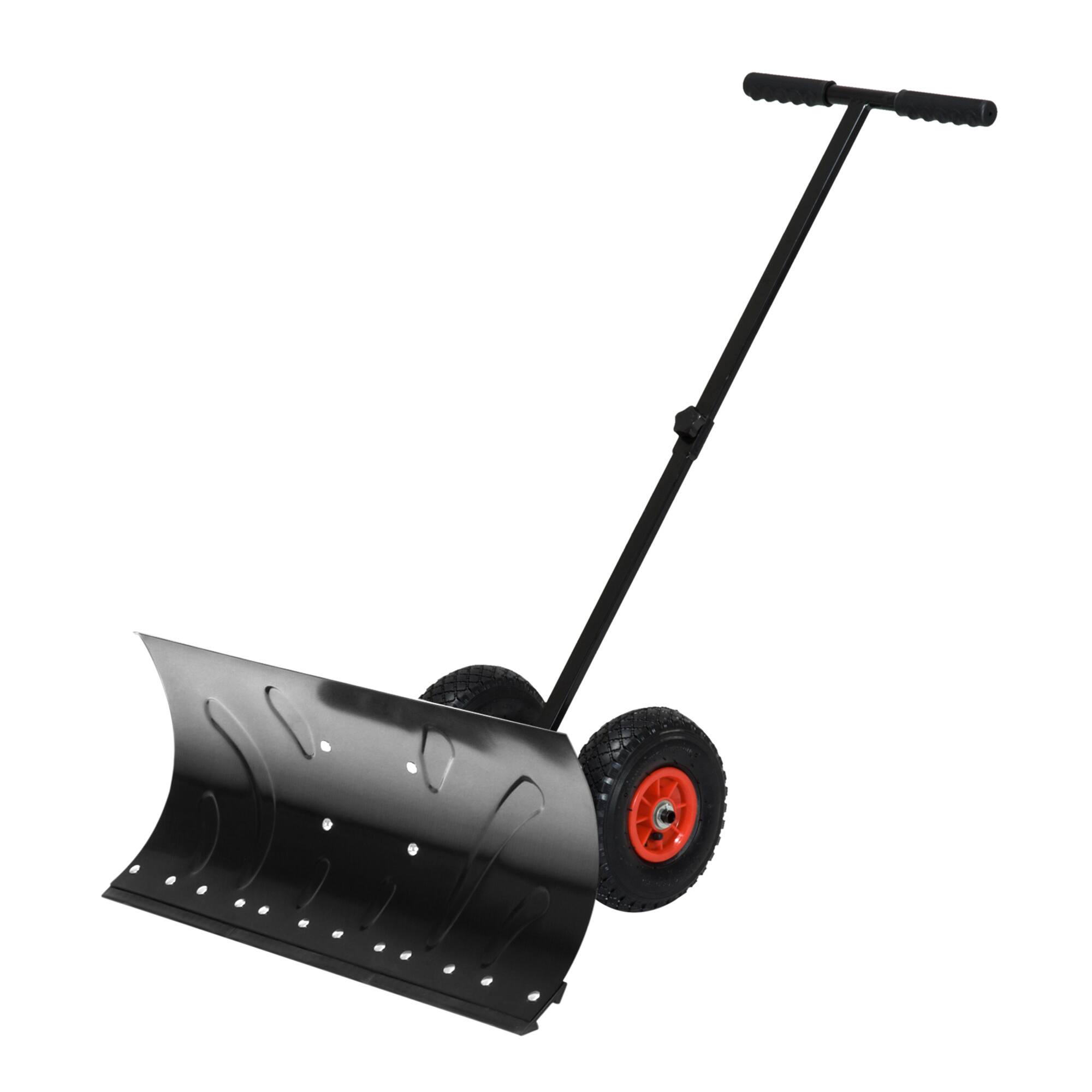 Front. Outsunny - Shovel Rolling Pusher with 29" Blade - Black.