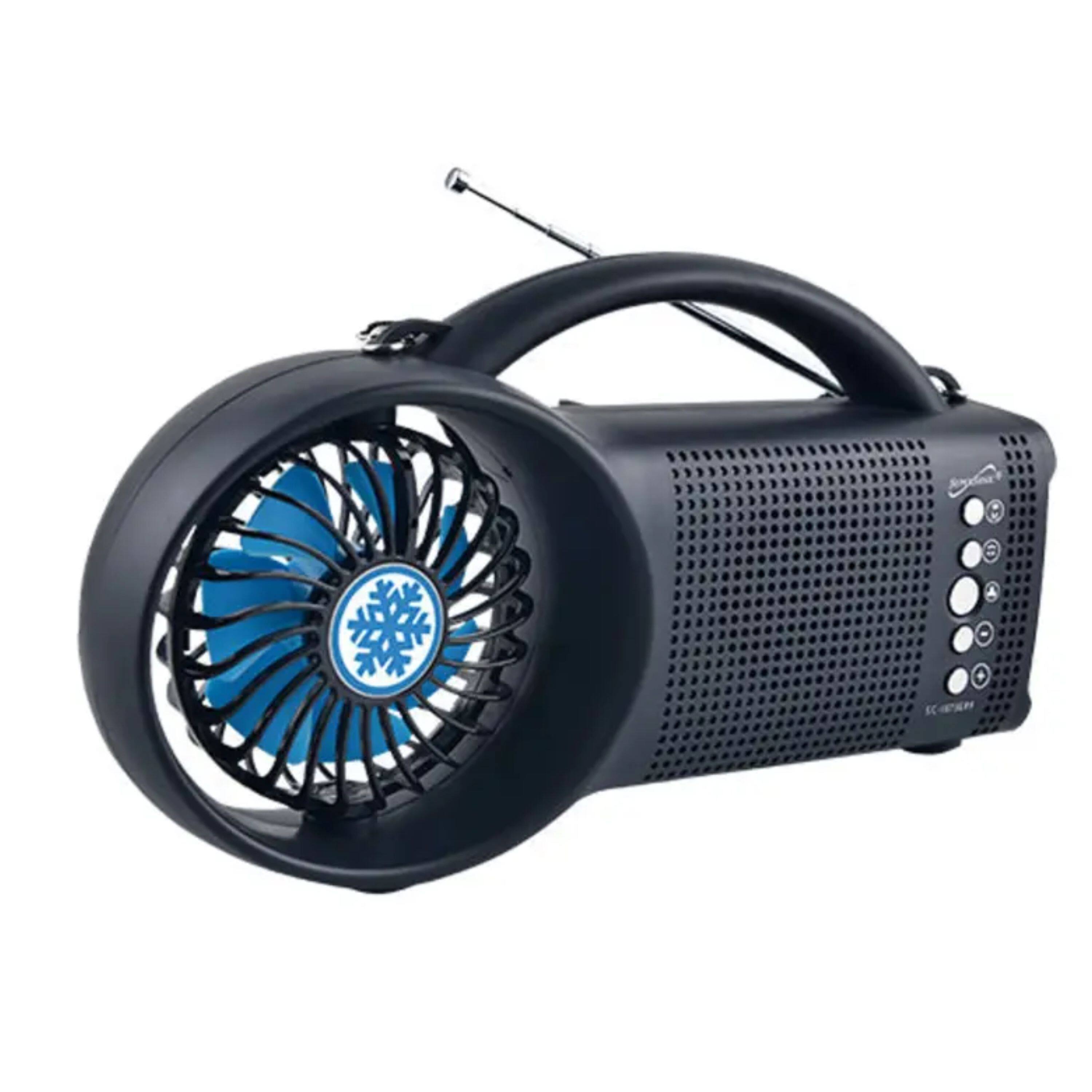 Back. Kitcheniva - Multi Function Solar Bluetooth Speaker with FM Radio LED Flashlight and Mini Cooling Fan - Black.