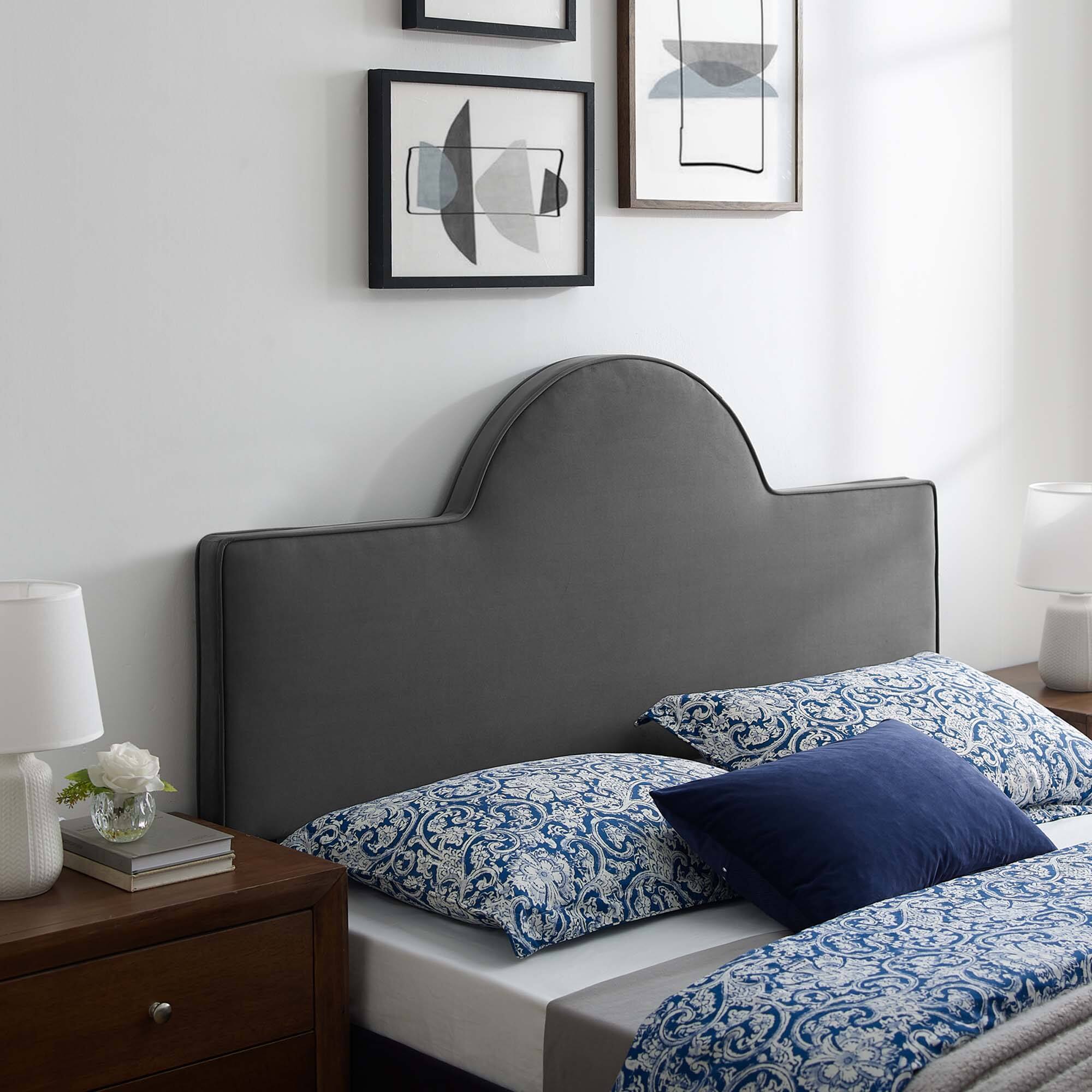Alt View 1. Modway - Dawn Performance Velvet Twin Headboard by Modway - Charcoal.