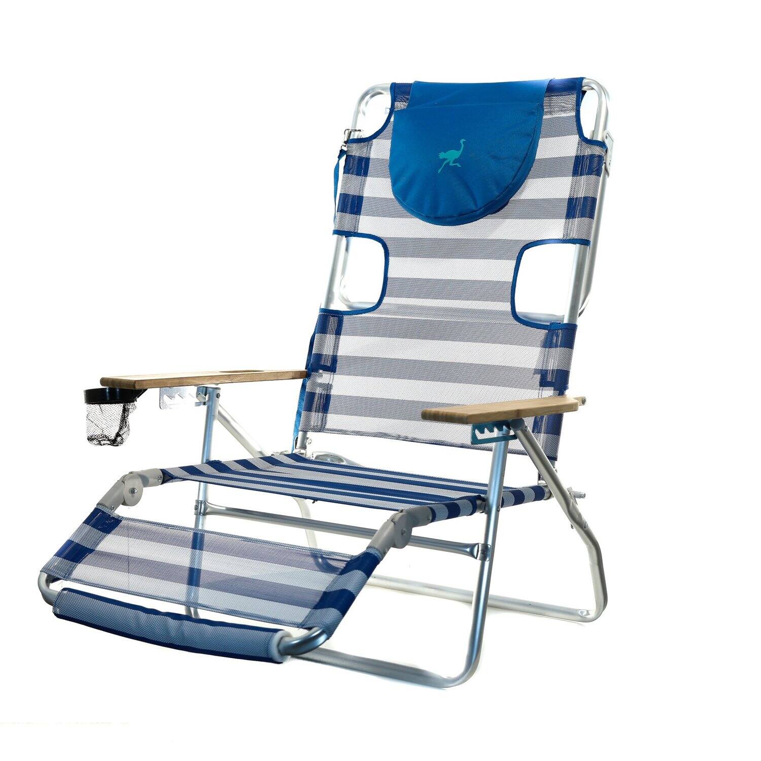 Alt View 4. Ostrich - Ostrich 3-N-1 Aluminum Multi-Position Reclining Beach Chair, Striped (2 Pack) - Striped.
