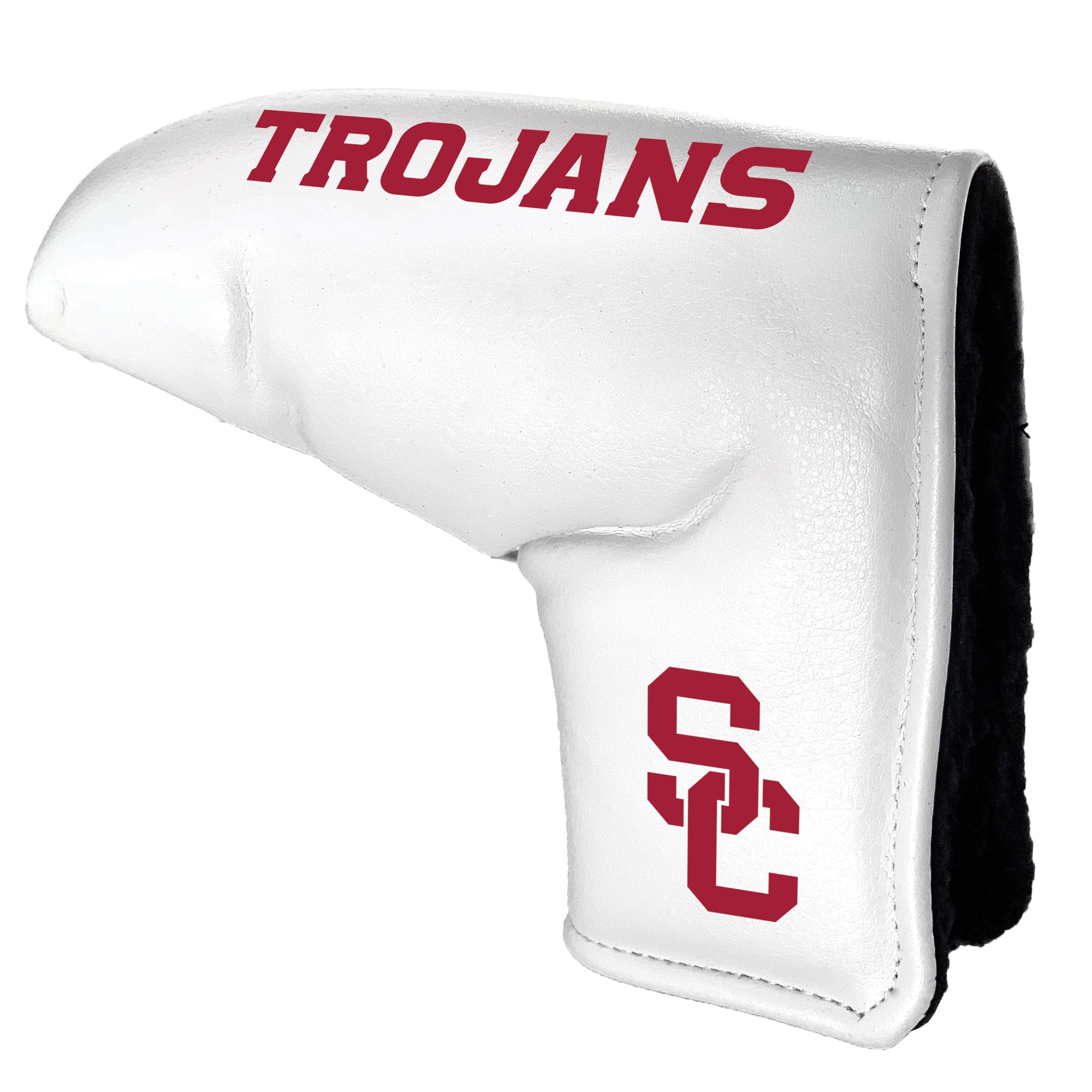 Front. Team Golf - USC Trojans Tour Blade Putter Cover - White.