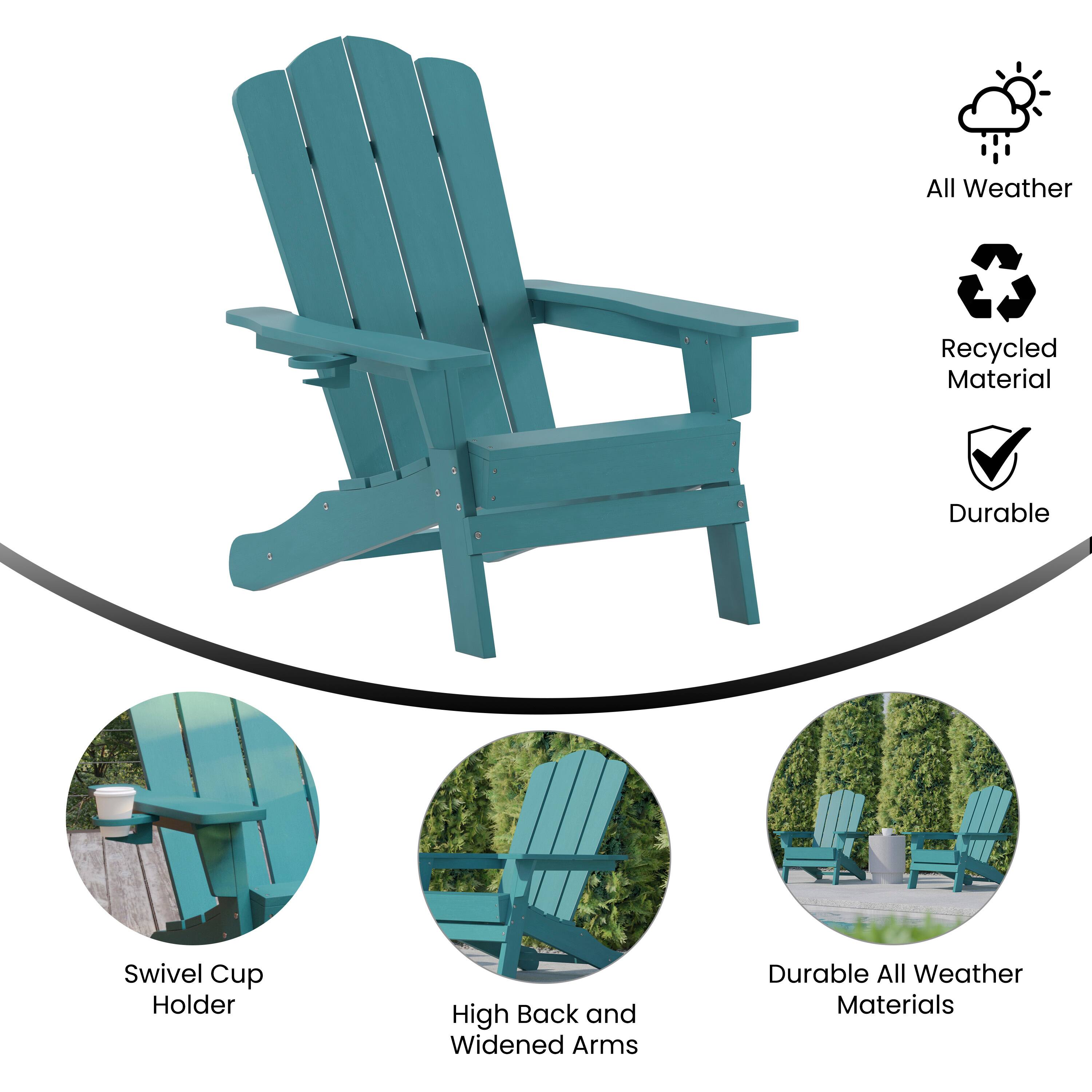 All Weather Recycled Material Durable Swivel Cup Holder High Back and Widened Arms Durable All Weather Materials