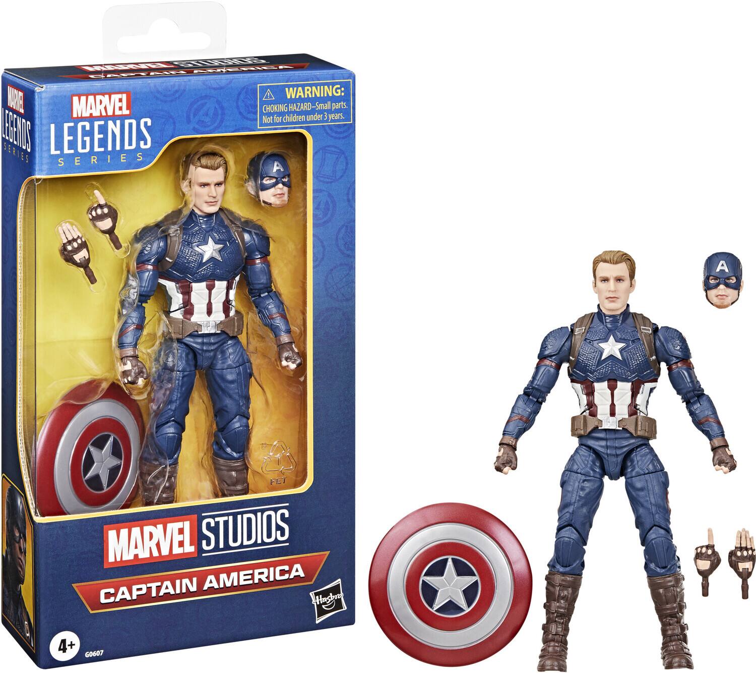 MARVEL, WARNING: CHOKING HAZARD-Small parts. Not for children under 3 years., MARVEL LEGENDS SERIES, MARVEL STUDIOS CAPTAIN AMERICA, 4+, G0607