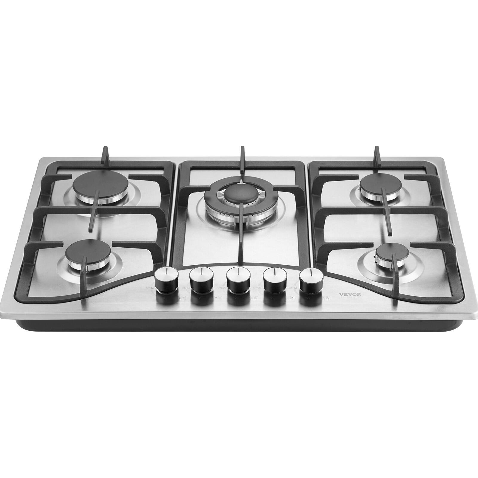 Alt View 5. VEVOR - 30-inch Gas Cooktop, 5 Burners Built-in Gas Stove Top, Max 12250BTU NG/LPG Convertible Stainless Steel Natural Gas Hob - Black;Silver.