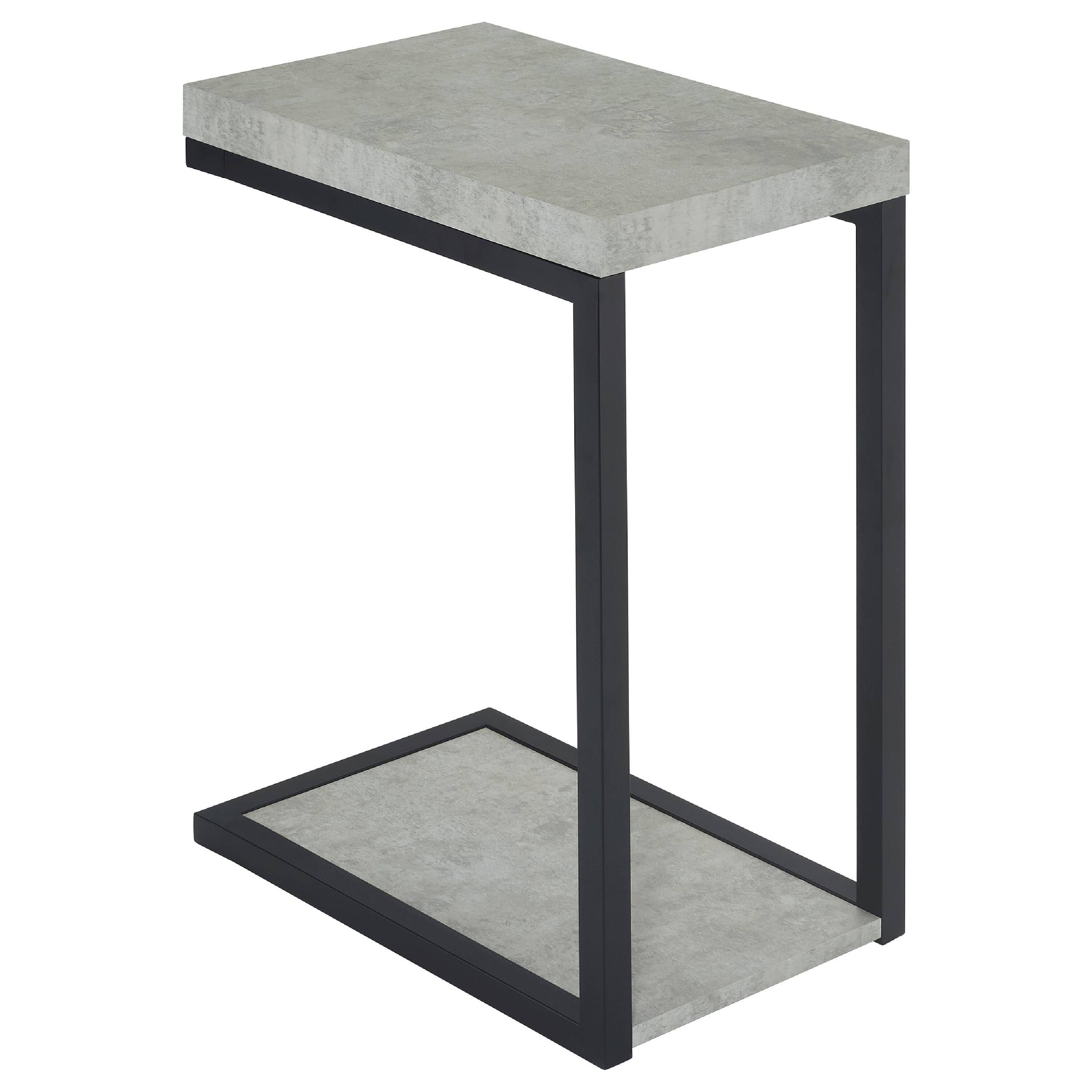 Alt View 5. Manhattan Lane - Industrial Faux Cement Designed Snack Table - Black.