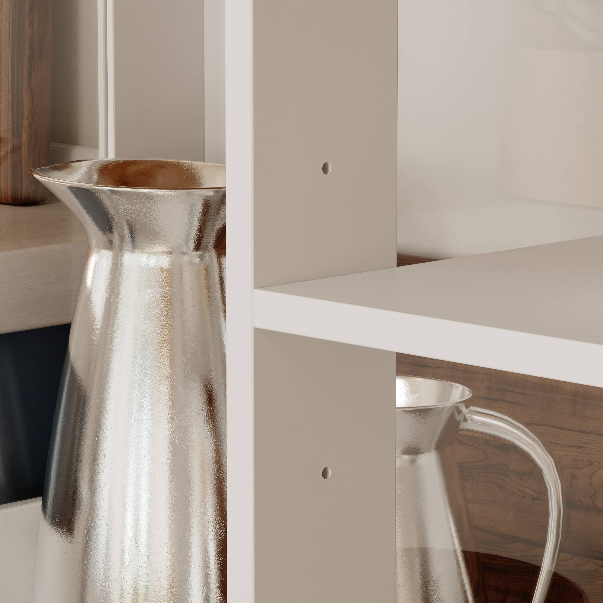 Alt View 10. Famapy - Famapy Multi - functional Kitchen Storage Cabinet - Adjustable Shelves, Glass Doors & Wine Rack - White.