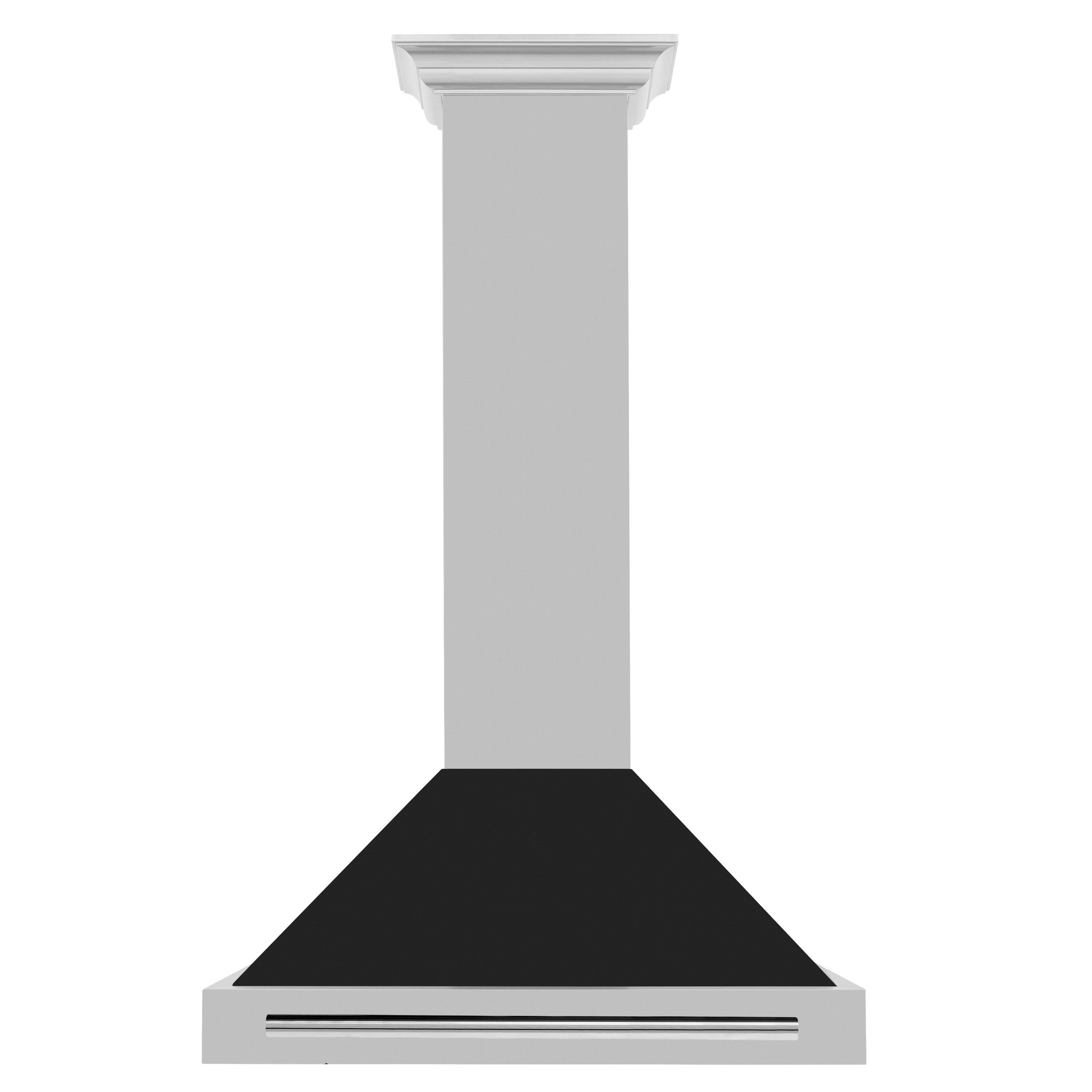 Front. ZLINE - 30 in. Convertible Stainless Steel Wall Range Hood with Black Matte Shell and Stainless Steel Handle (KB4STX-BLM-30) - Black Matte.