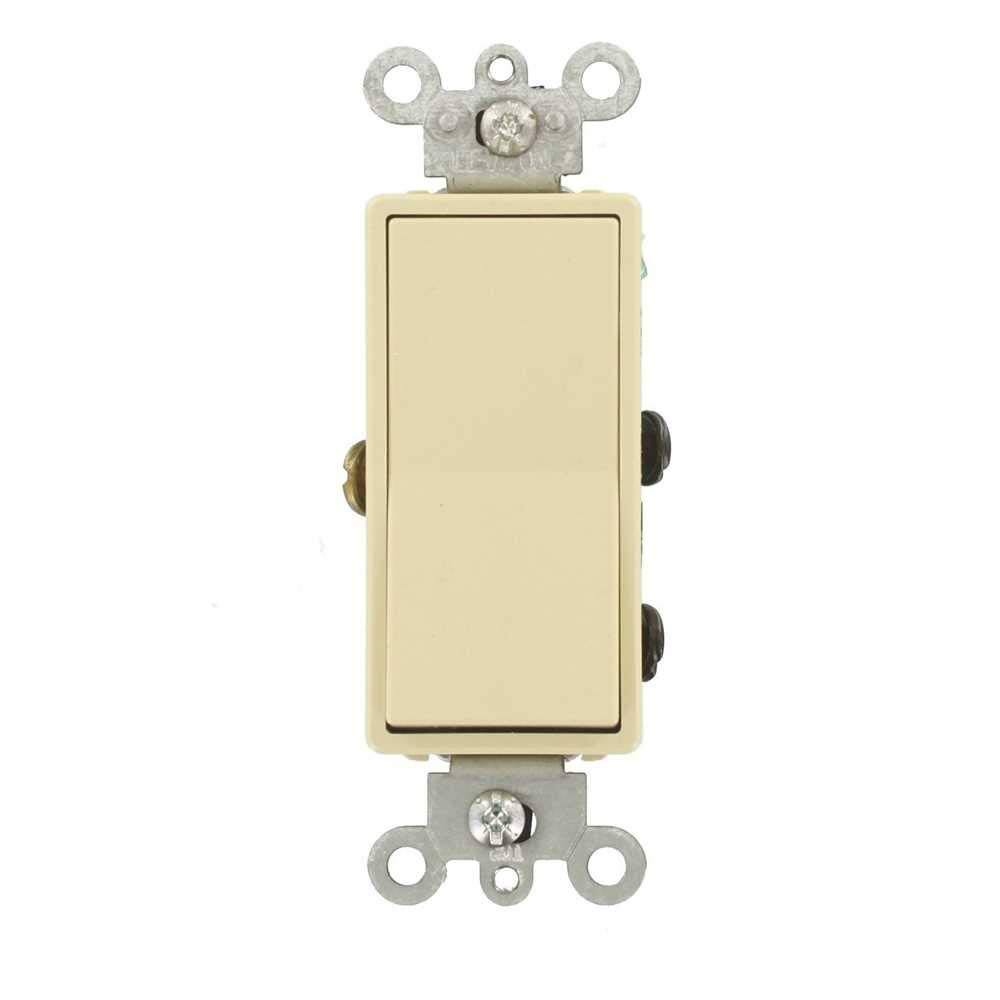 Front. Leviton - 111-05604-2IS 15A 4-Way Decora Switch with Ground - Ivory.