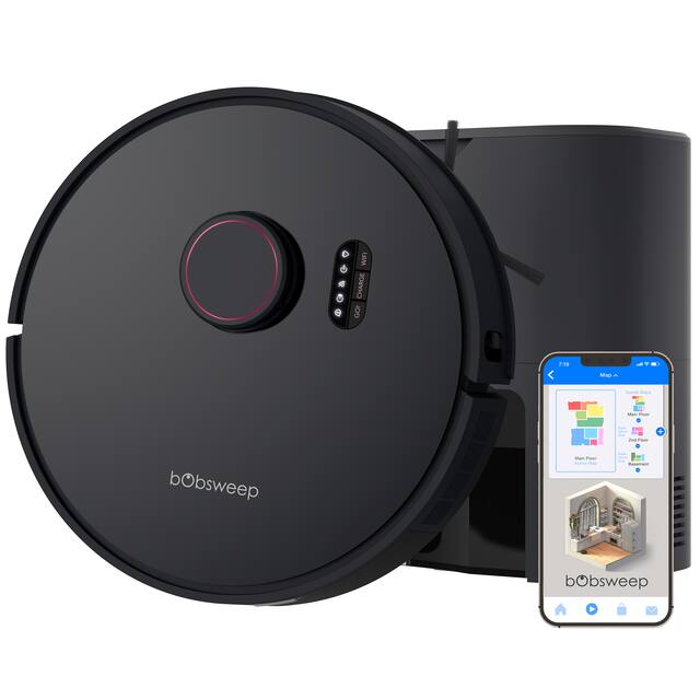 bObsweep - Orb-i Self-Emptying Robot Vacuum Cleaner, with 100-Day Capacity, 5000 pa Suction, & LiDAR Mapping - Blackberry