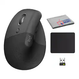 Bundle - Logitech - Lift Vertical Ergonomic Wireless Mouse - Wireless - Graphite