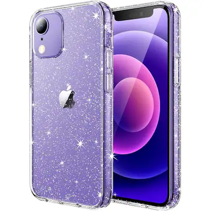 Front. Entronix - Glitter Clear Hard Back Case for iPhone XR - Stylish Protection & Durability - Clear.