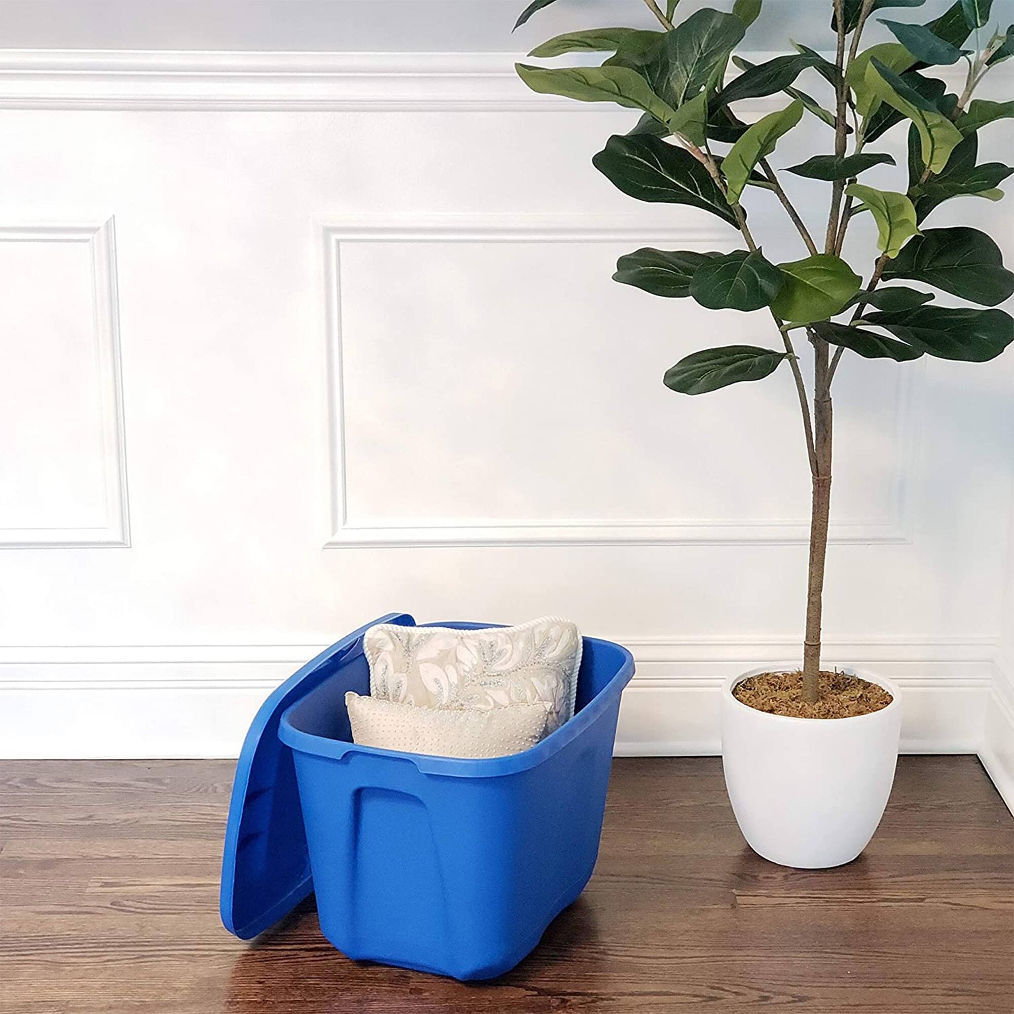 Alt View 7. Homz - HOMZ 10 Gallon Heavy Duty Plastic Storage Container Bin, Capri Blue (8 Pack) - Blue.