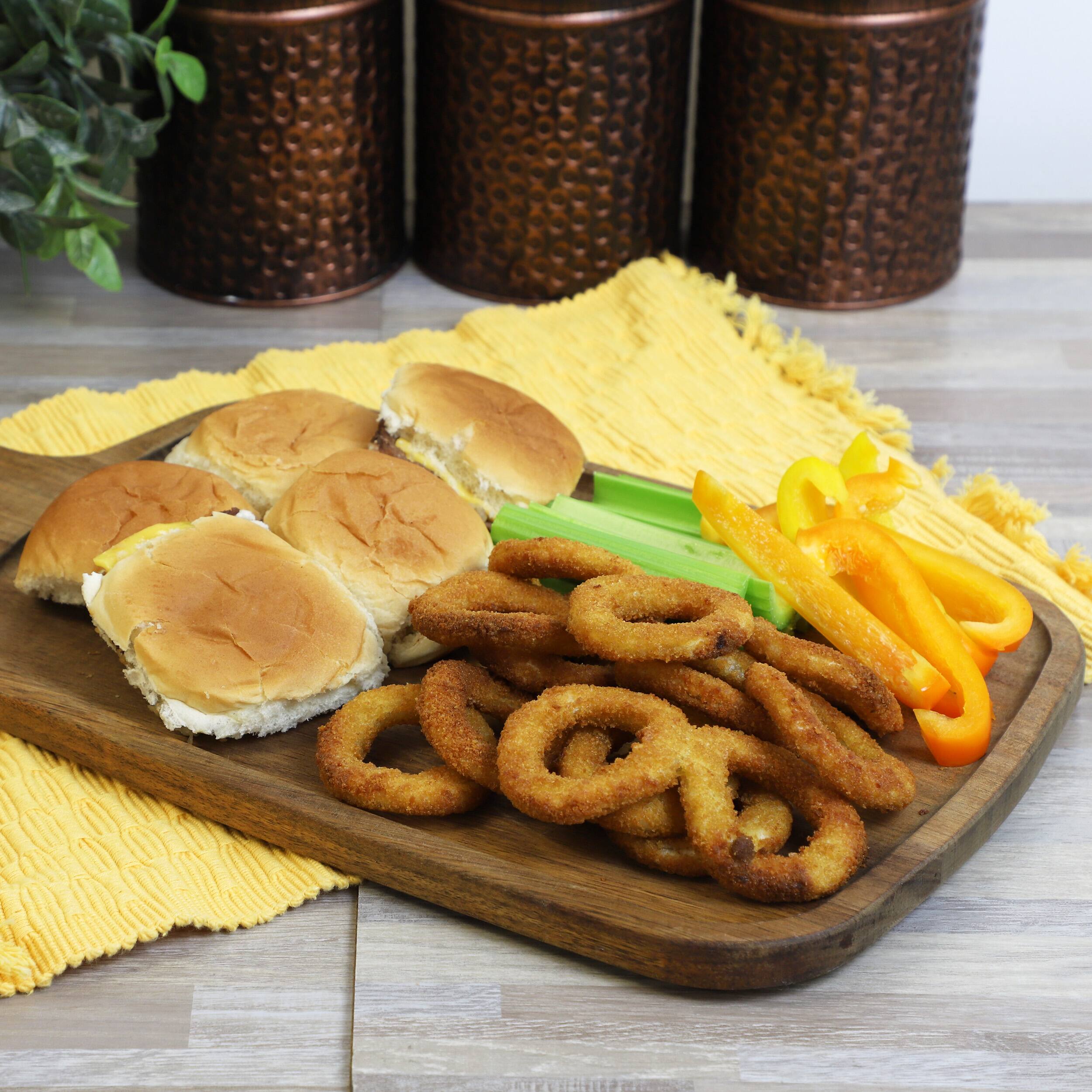 Alt View 5. MegaChef - MegaChef 14 Inch Acacia Wood Rectangle Serving Board with Handle - Brown.