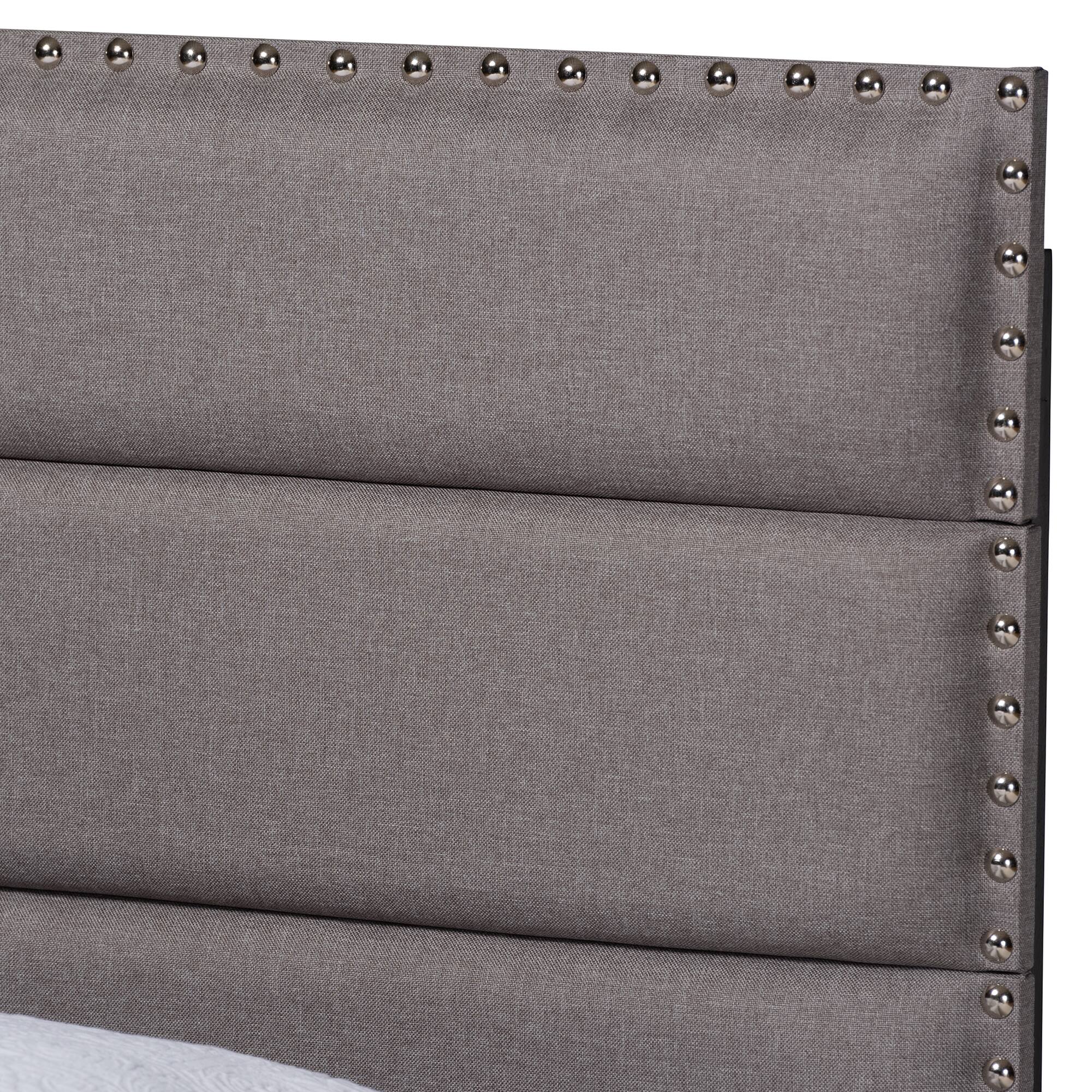 Back. Baxton Studio - Ansa Modern and Contemporary Fabric Upholstered Bed - Grey/Black.