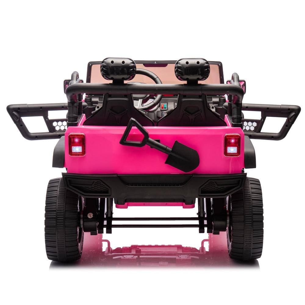 Back. BreeBe - 24V Two-Seater Kids ride on Truck with Parental Control, 200W*2, Suspension, LED, Music, Seat Belts, Off-Road, Ages 3+ - Pink.