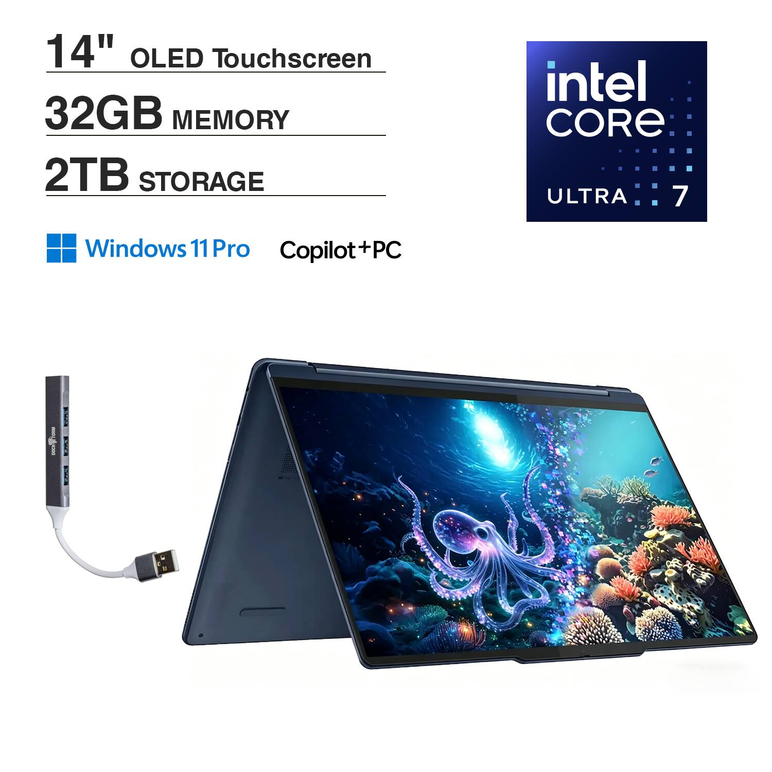 Lenovo Upgraded Yoga 2 in 1 Laptop 14.0 2.8K Display (Intel Ultra