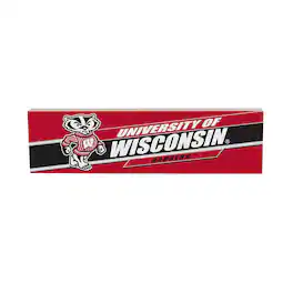 Evergreen Enterprises - Wisconsin Badgers 5" x 18" Shadow Logo Wood Mantle Sign - Multicolor