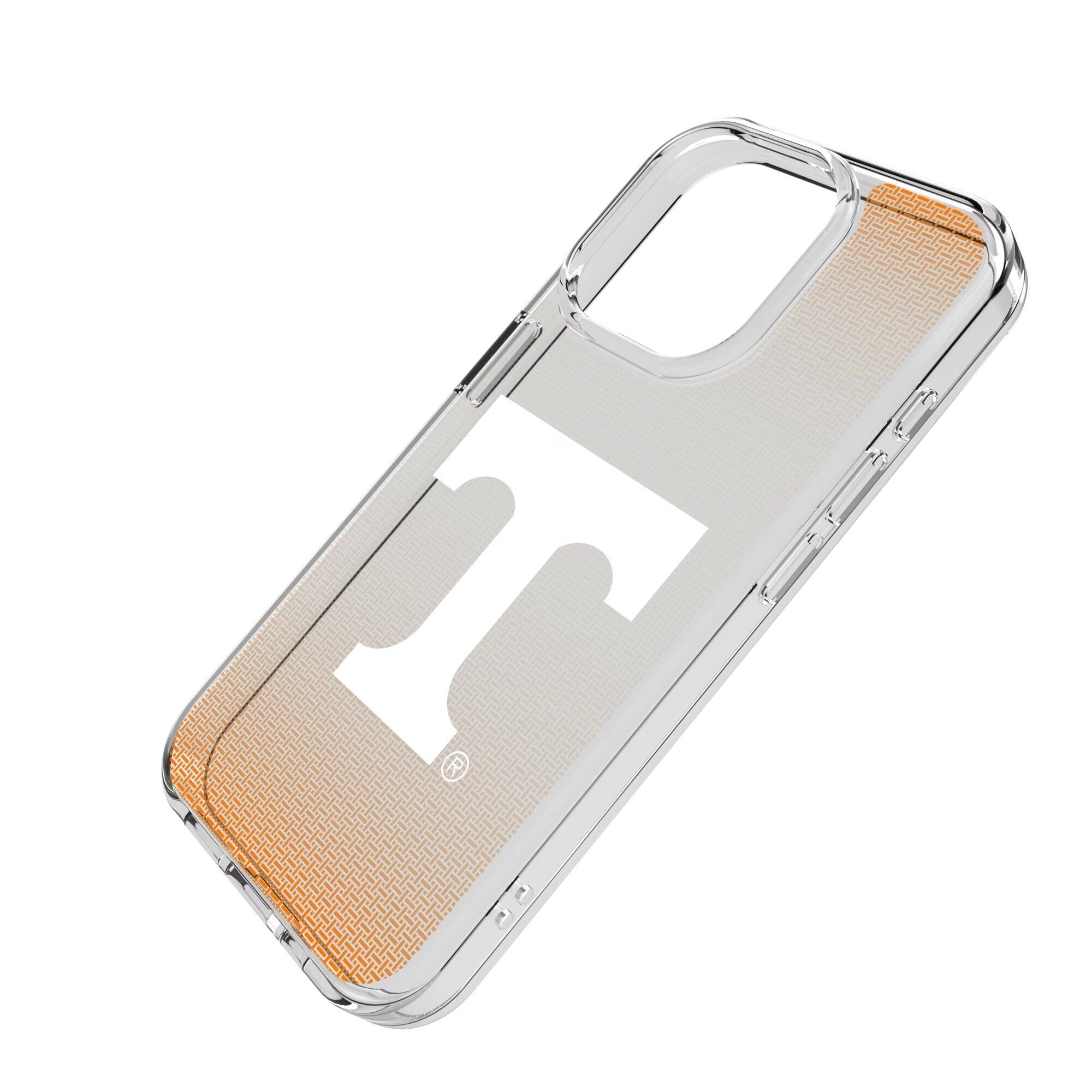 Alt View 1. Keyscaper - Tennessee Volunteers Linen Logo iPhone Clear Case - 15 Pro - Multicolor.