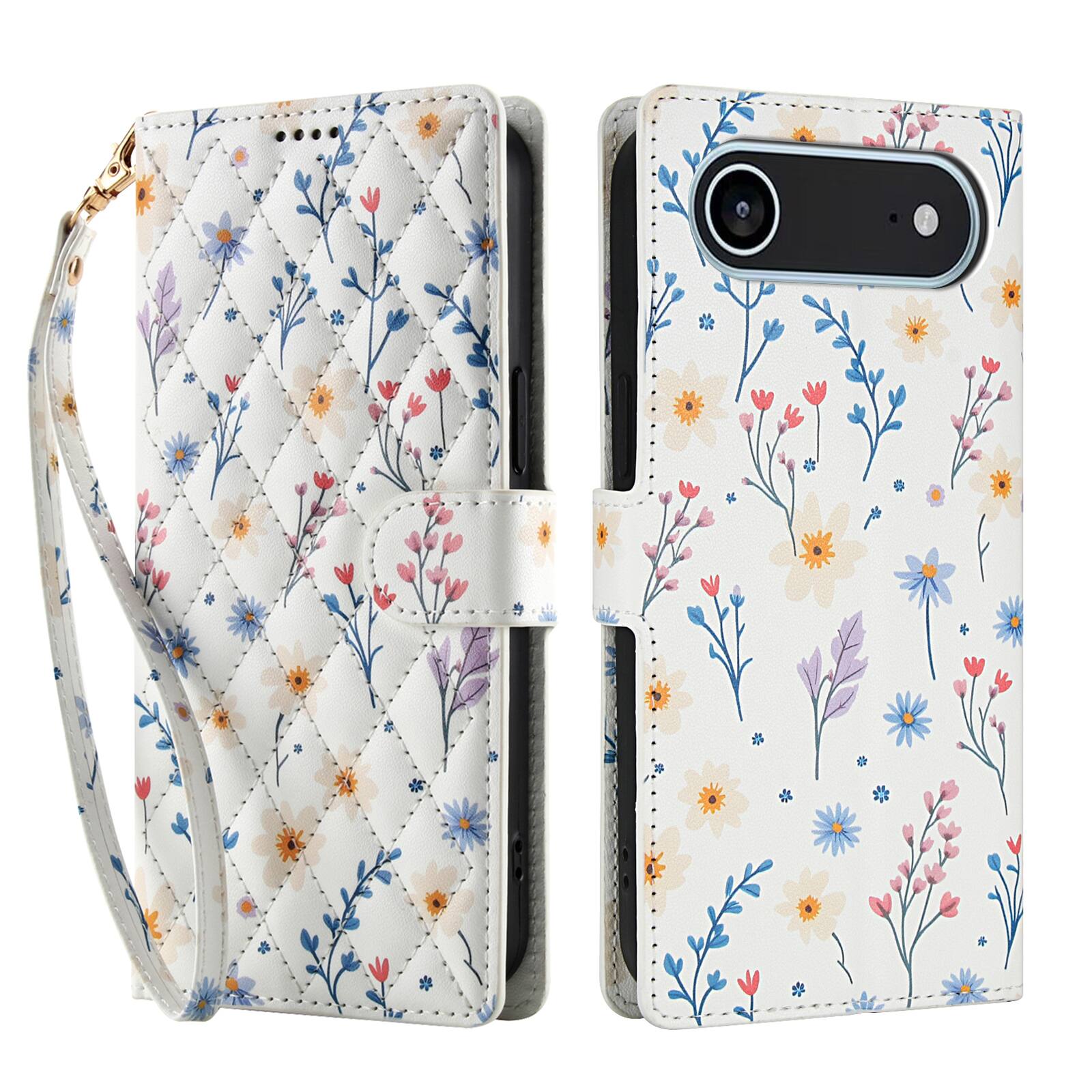 Angle. Dteck - Shockproof Floral Wallet Case for Apple iPhone Air, Premium PU Leather Protective Flip Cover with Card Slots Wrist Strap - E.