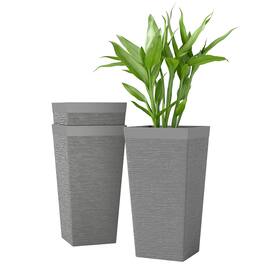 Outsunny - Inch Set of 3 Outdoor Planters with Stone Finish and Wheels