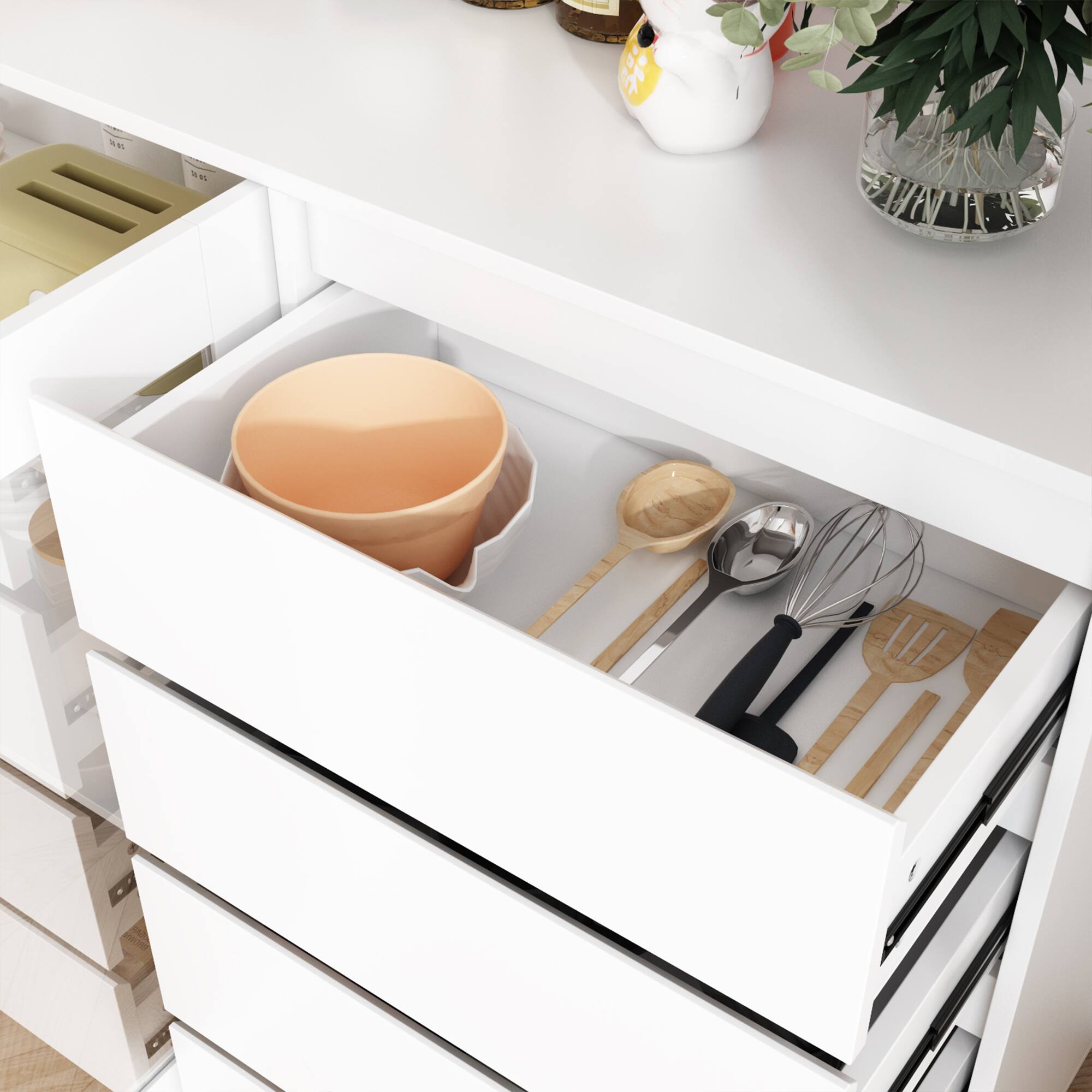 Alt View 10. FUFU & GAGA - Multi - Functional Kitchen Hutch: All - in - One Storage Pantry Cabinet for Modern Kitchens - White.