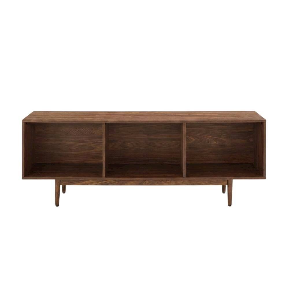 Alt View 1. FurniFact - Large vinyl storage console with sturdy construction and versatile design - Walnut.