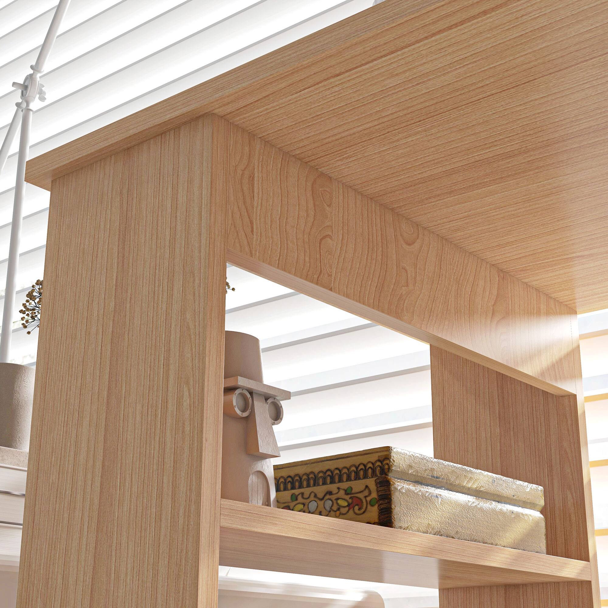 Alt View 8. Homcom - ​​L Shaped Corner Desk, 360 Degree Rotating Home Office Desk with Storage Shelves​​ - Maple.