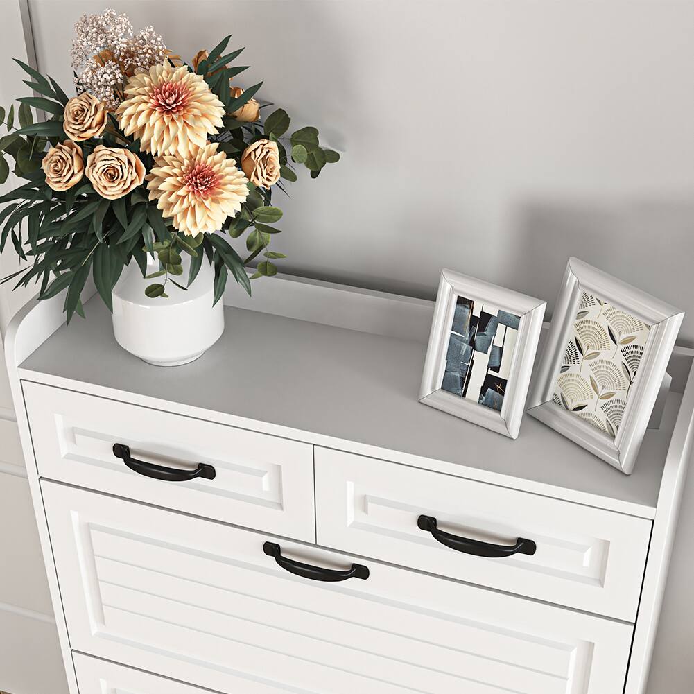 Alt View 7. Spaco - Narrow Shoe Cabinet With 3 Flip Drawers, Shoe Cabinet With 2 Drawers, Slim Shoe Organizer Rack For Entryway - White.
