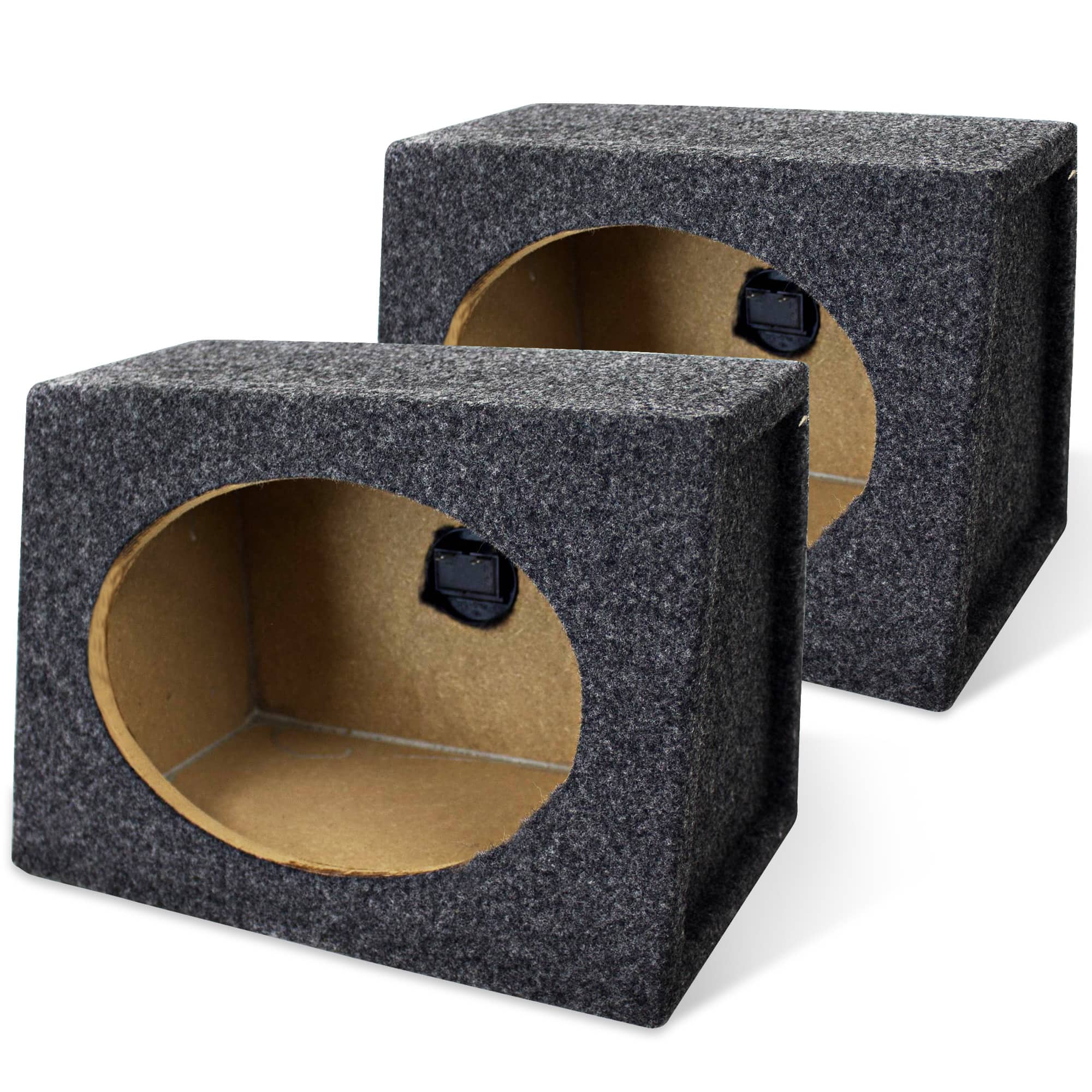 QPower - Angled Style 6 x 9 Inch Car Audio Speaker Box Enclosures, 2 Speaker Boxes - Black