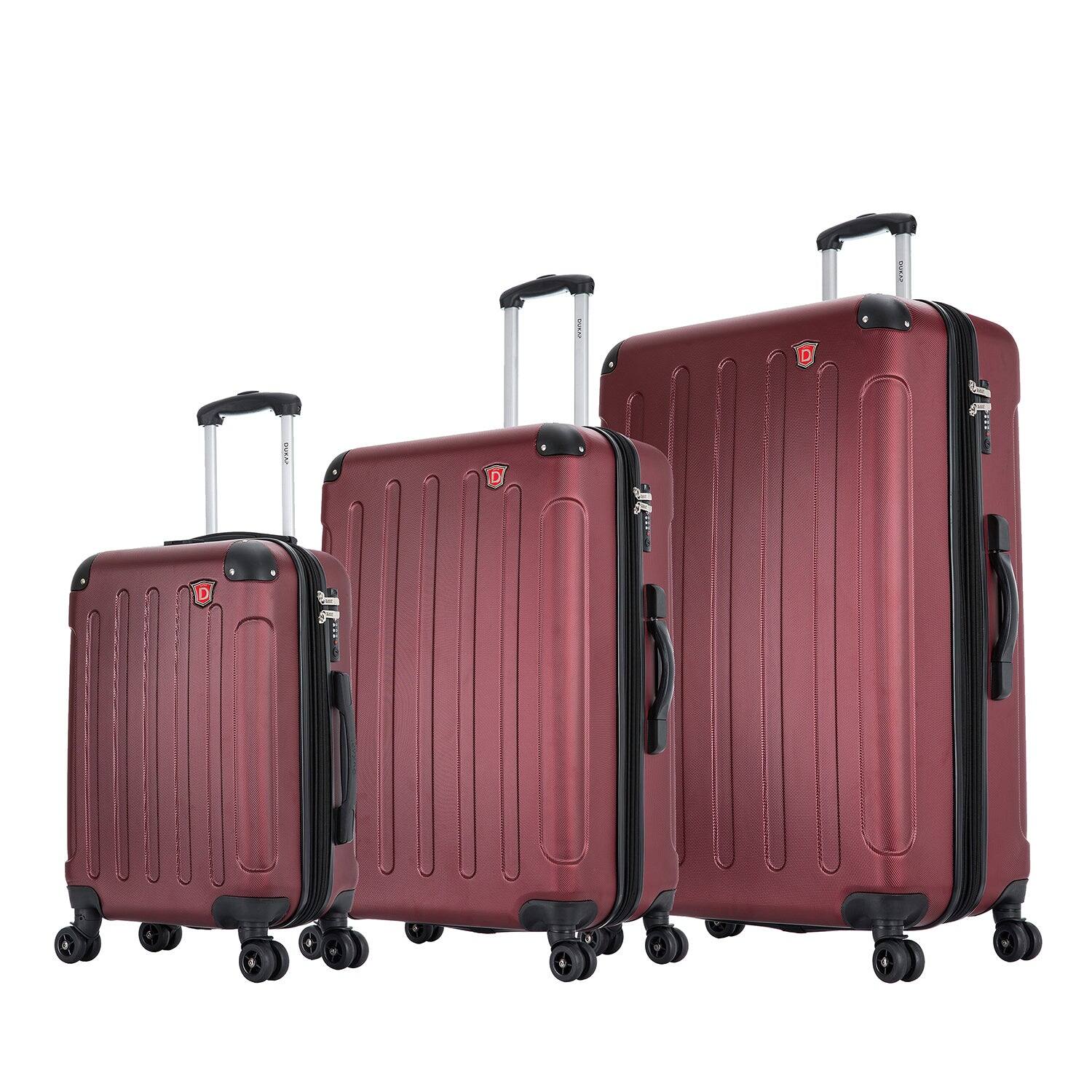 Front. DUKAP - Intely Smart Hardside 3 Piece Luggage Set 20"/28"/32" + USB Port + integrated weight scale - WINE.