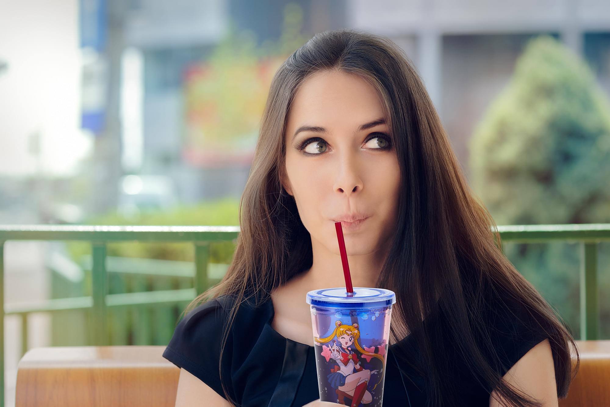 Alt View 3. Just Funky - Sailor Moon Confetti Plastic Tumbler Cup With Lid & Straw | Holds 16 Ounces - Blue.