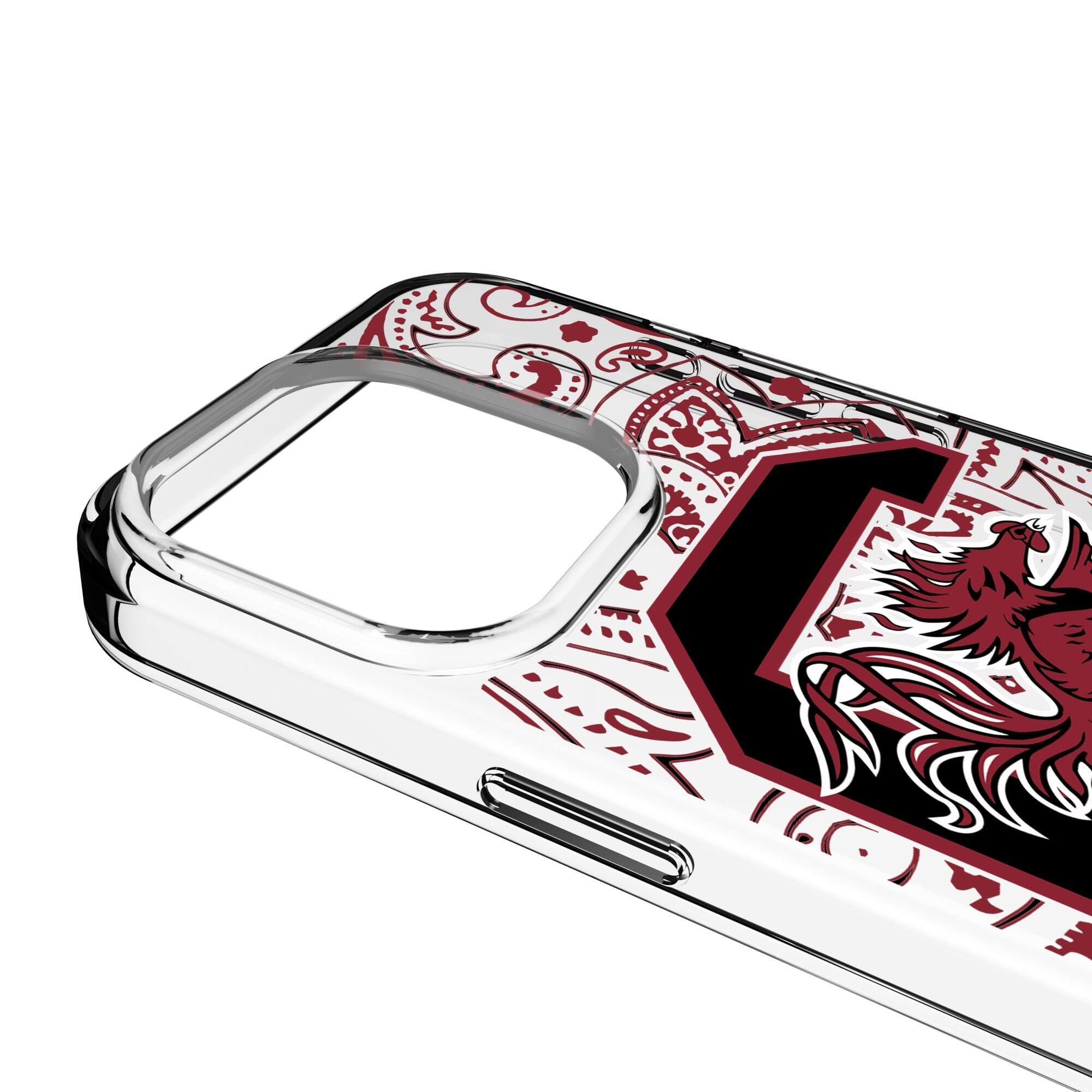 Alt View 2. Keyscaper - South Carolina Gamecocks iPhone Paisley Design Clear Case - 15 Plus - Multicolor.