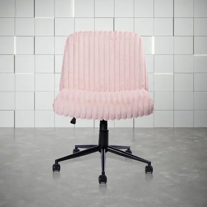 Front. GOODSILO - Comfortable Criss Cross Gaming Chair with Adjustable Height and Swivel Base - Pink.