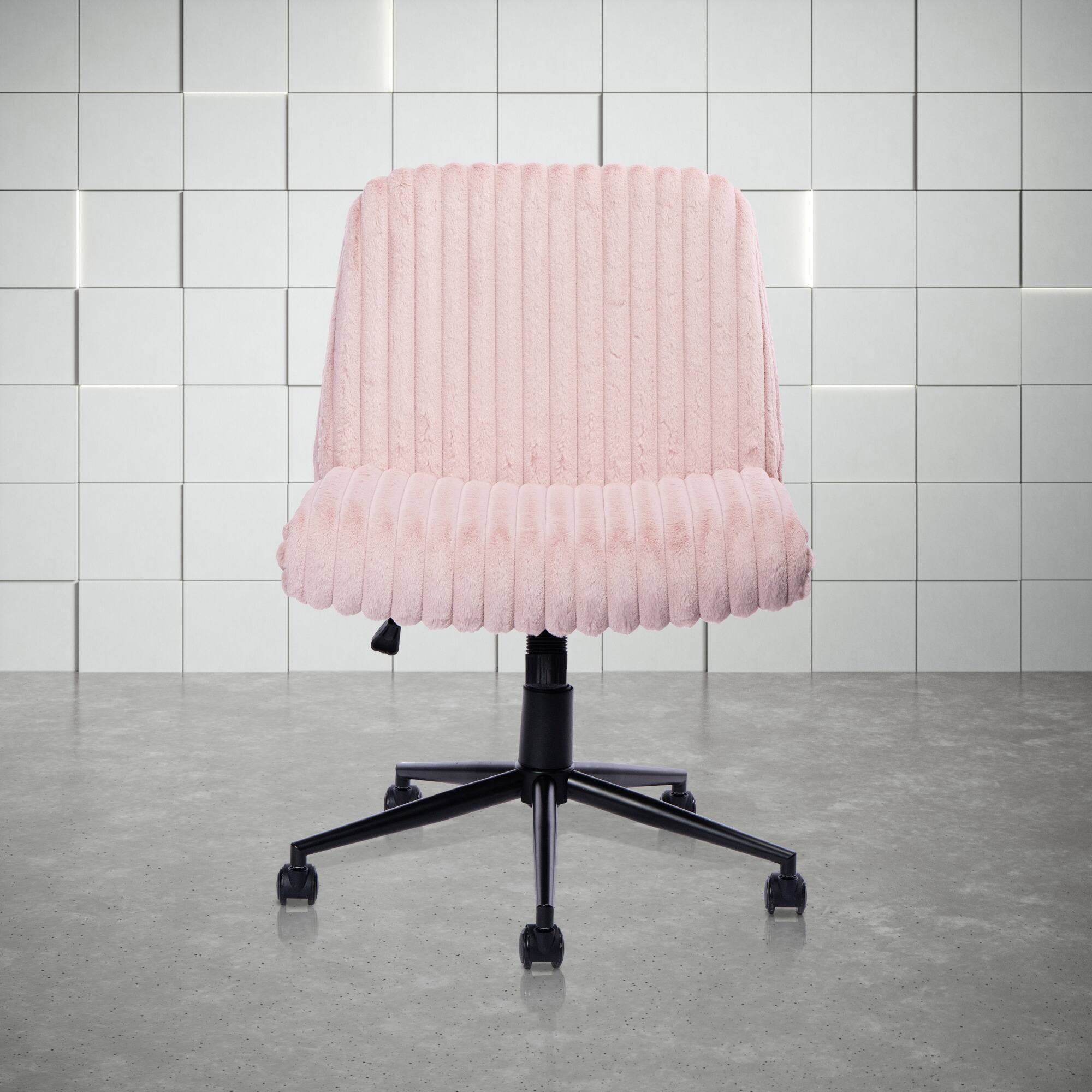 Front. GOODSILO - Comfortable Criss Cross Gaming Chair with Adjustable Height and Swivel Base - Pink.