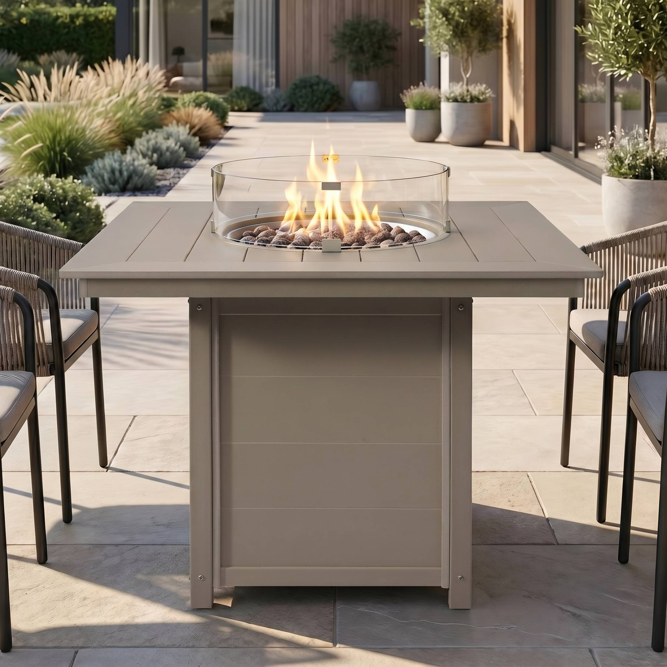 Angle. WestinTrends - WestinTrends Helios 42" Modern Outdoor Patio Gas Propane Square Fire Pit Table.