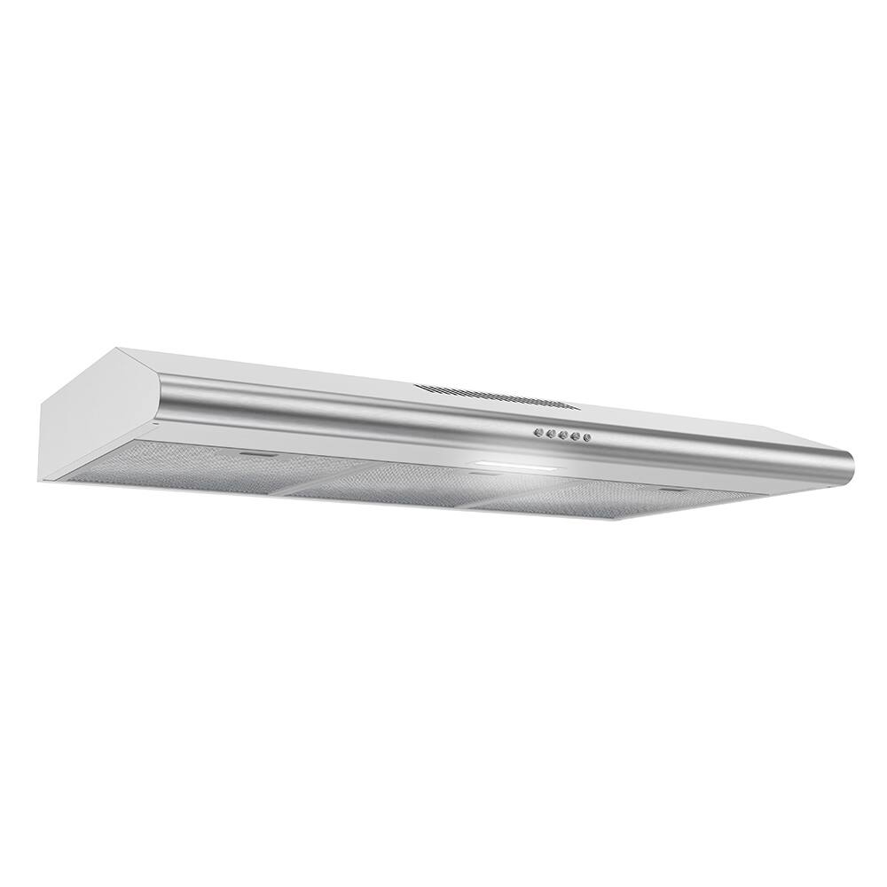 Alt View 1. Streamline - 36 in. Tigli Ductless Undermount 80 CFM Range Hood, Mesh Filters, Push Button Control, LED Light - Brushed Stainless Steel.