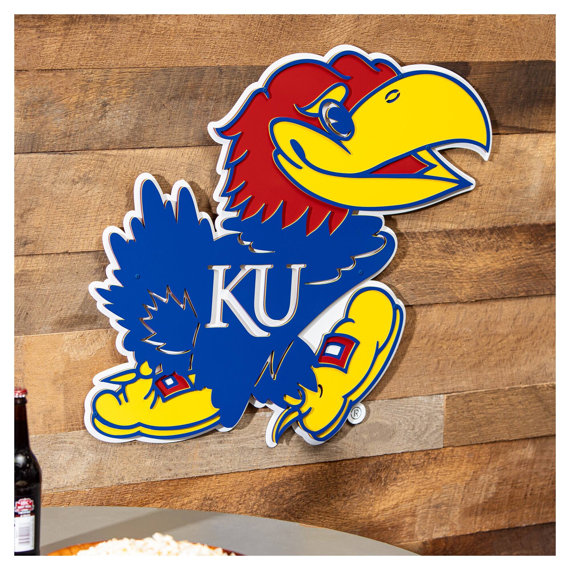 Alt View 1. Evergreen Enterprises - Kansas Jayhawks 23" Layered Metal Wall Art Sign - Multicolor.