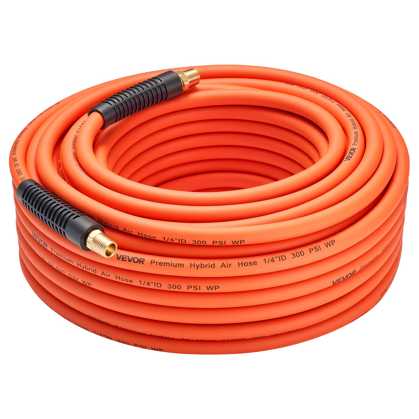VEVOR - Air Hose, 1/4" x 100ft Hybrid Air Hose, Lightweight, Kink Resistant, Pneumatic Hoses with 1/4 inch Solid Brass Male - Orange