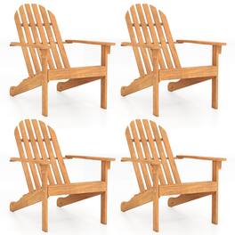 Costway - 4 PCS Patio Adirondack Chair with Inclined Seat High Backrest for Porch Backyard - Natural
